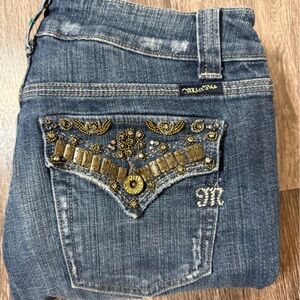 Miss Me Blue Jeans with Gold Accents